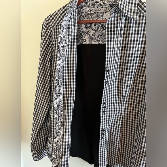 Buffalo black & white check Shirt Signature Larry Levine Long Sleeve Women's M - Picture 12 of 14
